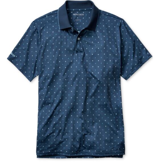 Bonobos Men's Short Sleeve Palm Geo Print Performance Polo Shirt - NAVY XXL - Picture 1 of 8